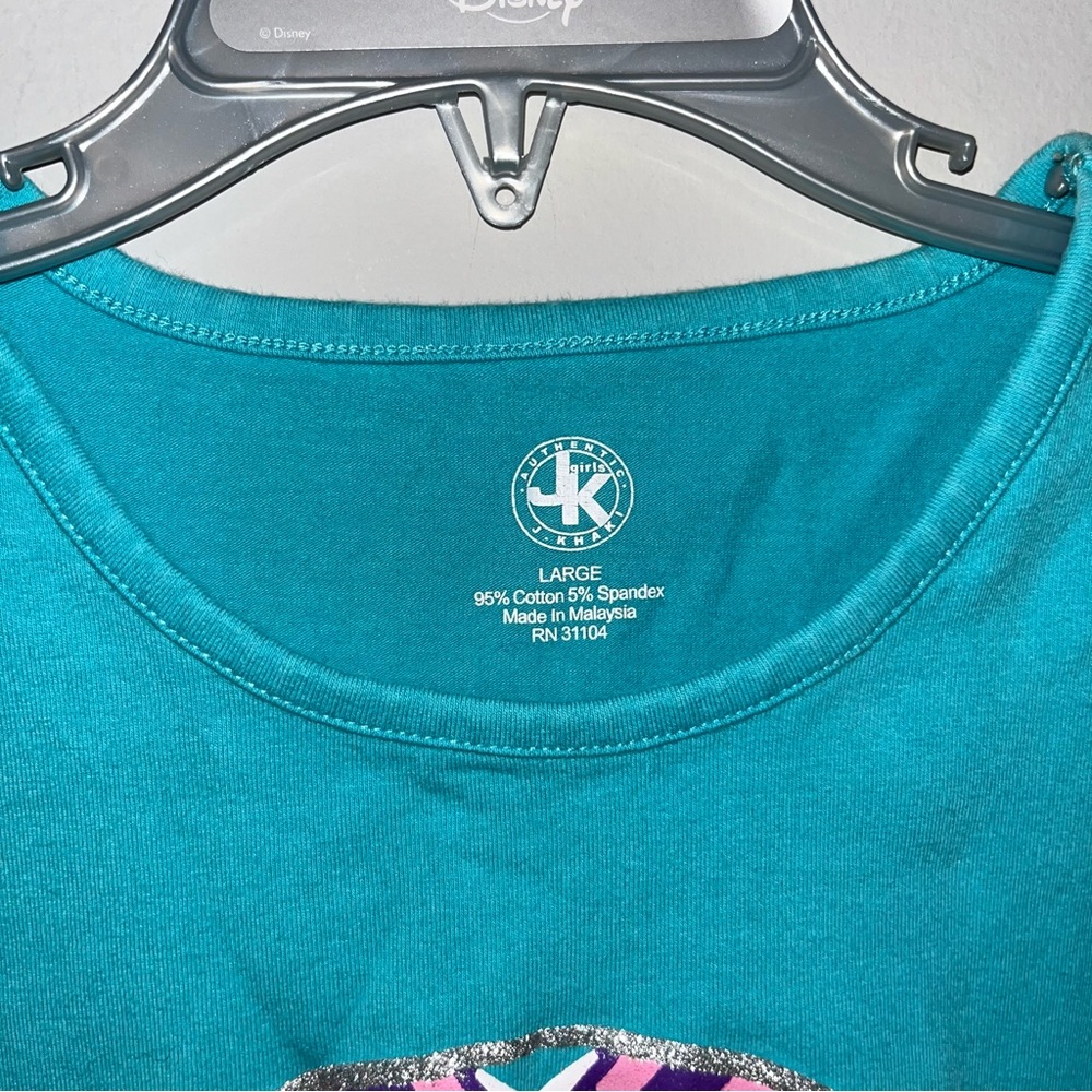 J. Khaki Teal Kids Tee with Colorful Peace Sign Youth Large - Picture 3 of 4
